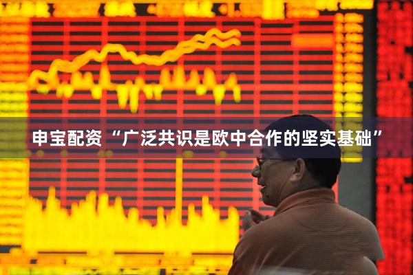 申宝配资 “广泛共识是欧中合作的坚实基础”